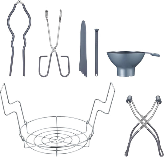7 Pieces Premium Stainless Steel Canning Set Starter Kit W/Rack. No Rust, Extra Stability. BULK PACKS (Canning Set)